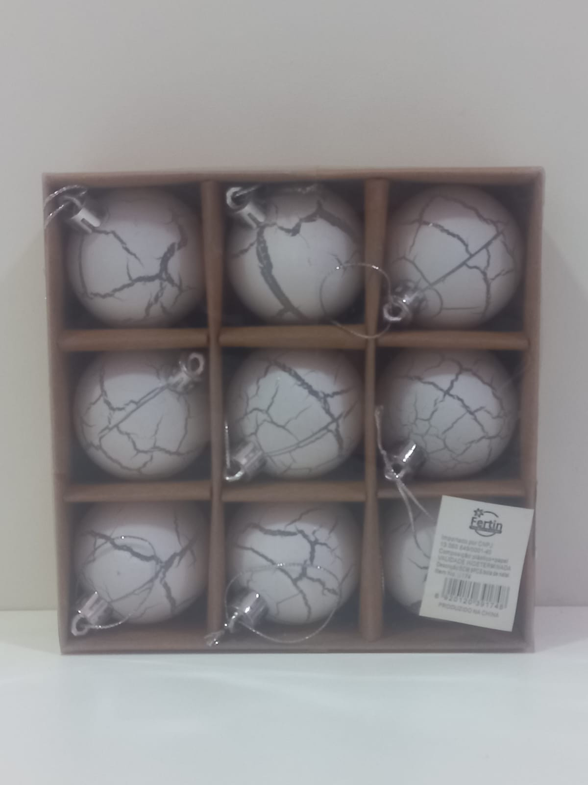 Bola de Natal Branca 5 Cm Com 9 unidades Caixa (2/144) 9174 B