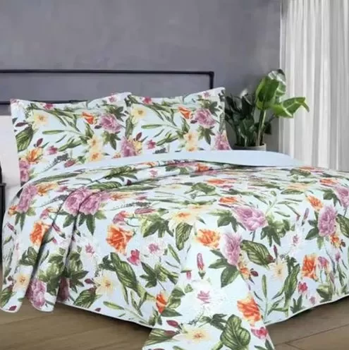 Cobre Leito Solteiro Elegance Prints Habitat 1,60mt X 2,40mt Estampado Fundo Azul