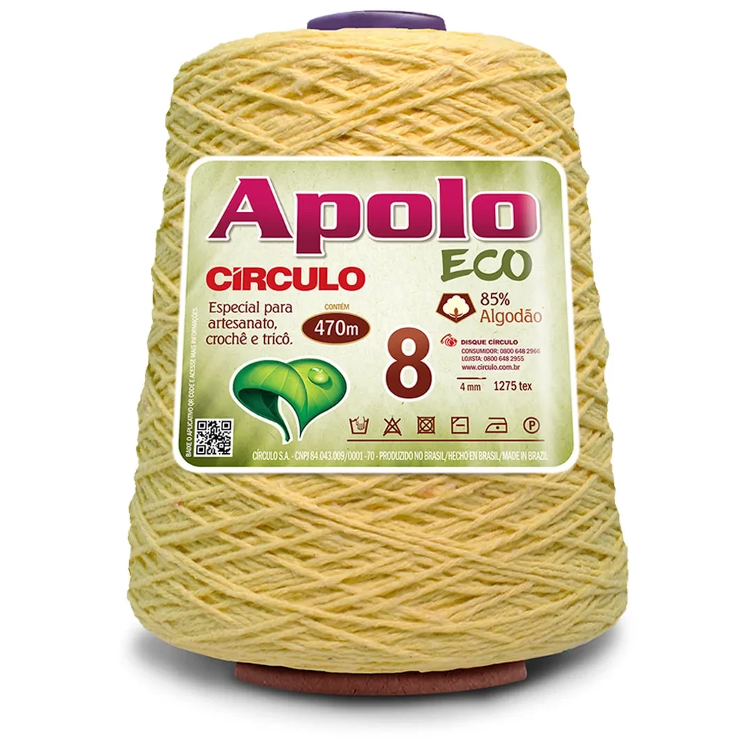 Barbante Apolo Eco fio 8 - Amarelo Bebê 1074