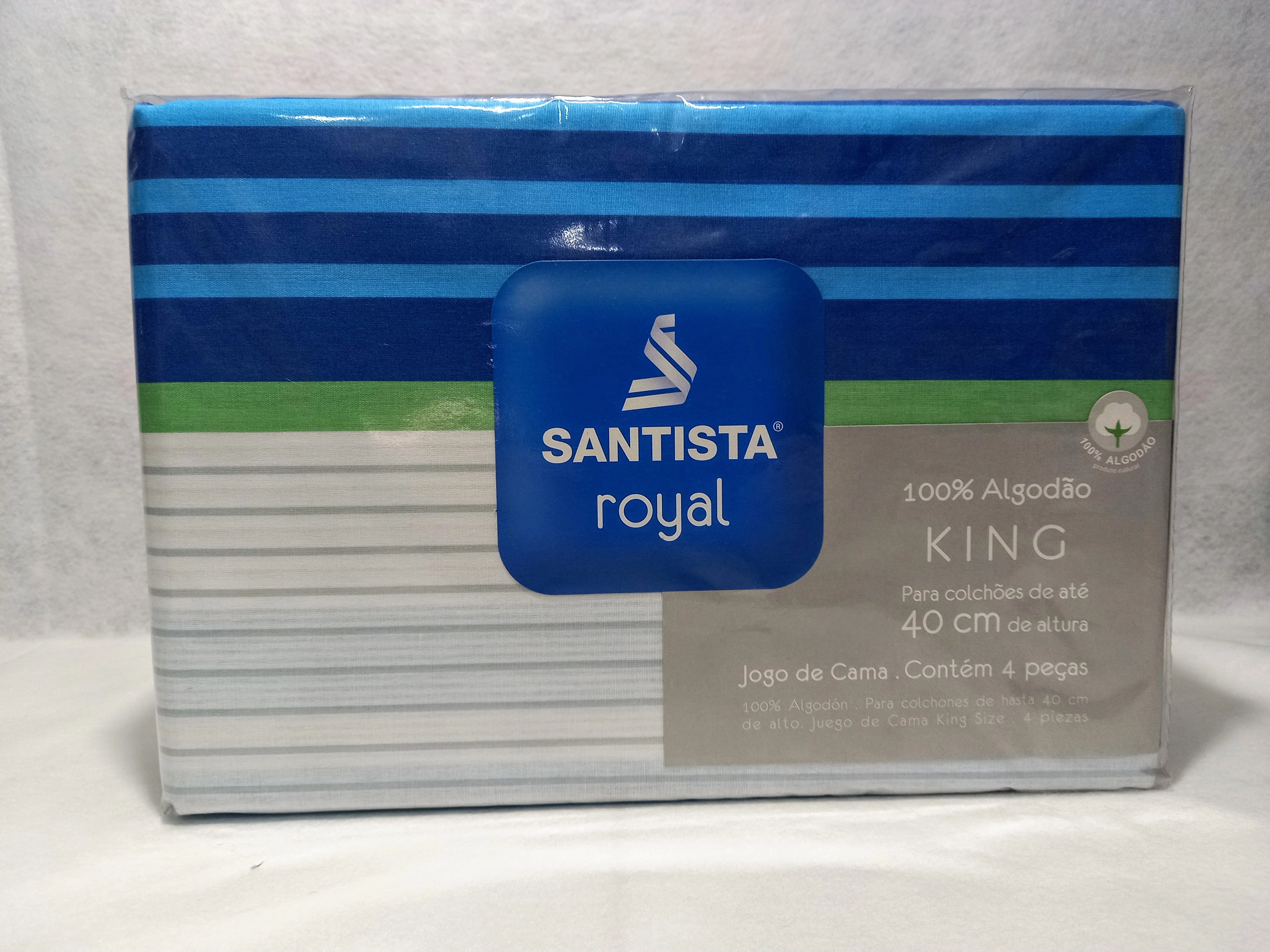 Jogo De Lençol King Santista Royal 4 Pcs Azul