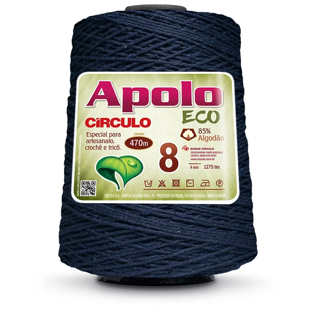 Barbante Apolo Eco fio 8 - Azul Marinho 2934