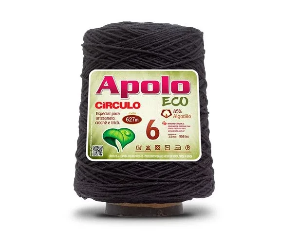Barbante Apolo Eco fio 6 - Preto 8990