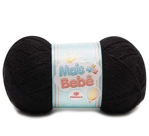 Lã Mais Bebê 100 gramas Marca Circulo - 940 - Preto