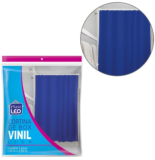 Cortina de Box de Plástico Vinil Retangular Lisa 2,00 mts x1,35 mts Sem Visor