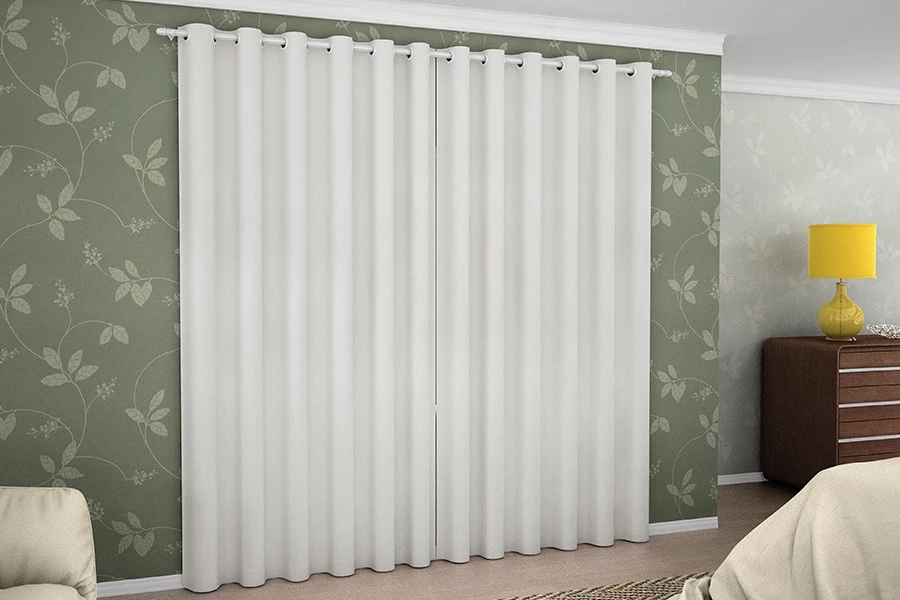 Cortina Voil Com Corta Luz Tecido 1,70m x 2,00m Branco Adomes