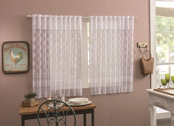 Cortina para Cozinha de Renda Camponesa 1,35m alt X 2,00 larg