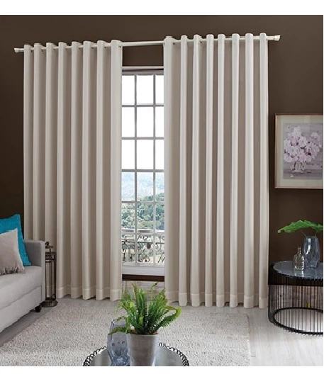 Cortina Voil com Corta Luz Tecido 1,70m X 2,00m Bege