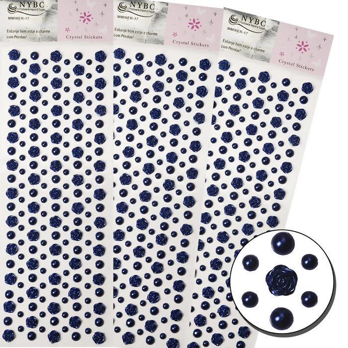 Cartela de Perola e Flor Azul MMixer 17 cor 134