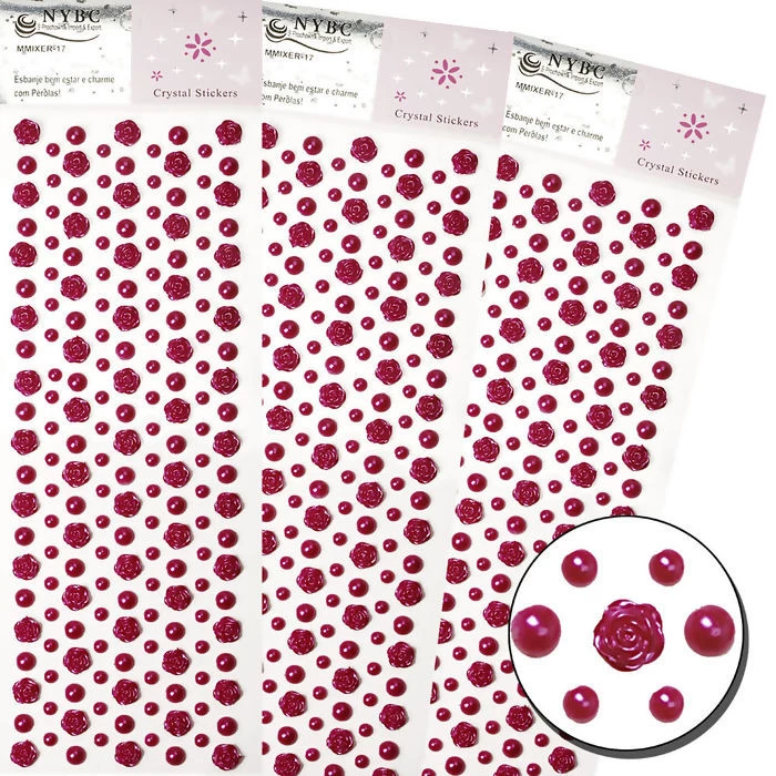 Cartela de Perola e Flor Rosa MMixer 17 cor 109