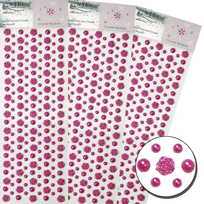 Cartela de Perola e Flor Rosa MMixer 17 cor 108