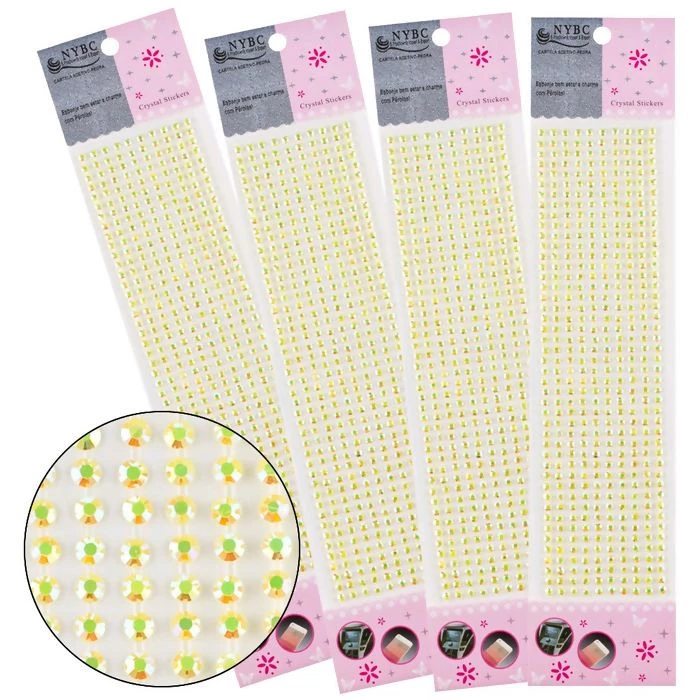 Cartela de Pedras 6mm Autocolante Amarelo cor 81 Marca Nybc