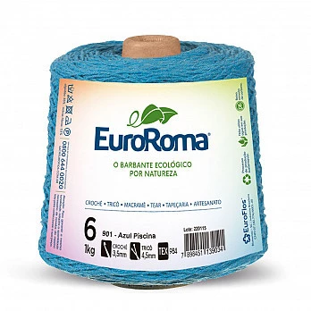 Barbante EuroRoma 4/6 1Kg - Azul Piscina 901