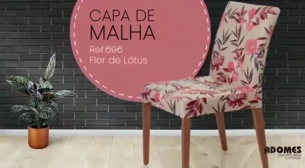 Capa para Cadeira de Malha Estampada Flor de Lotus