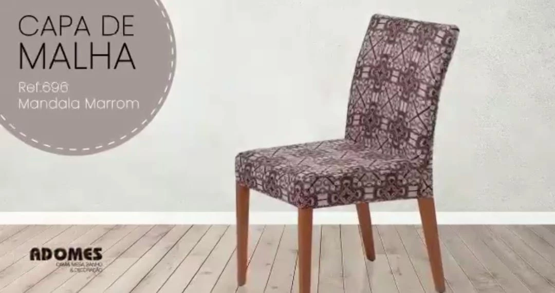 Capa para Cadeira de Malha Estampada Mandala Marrom