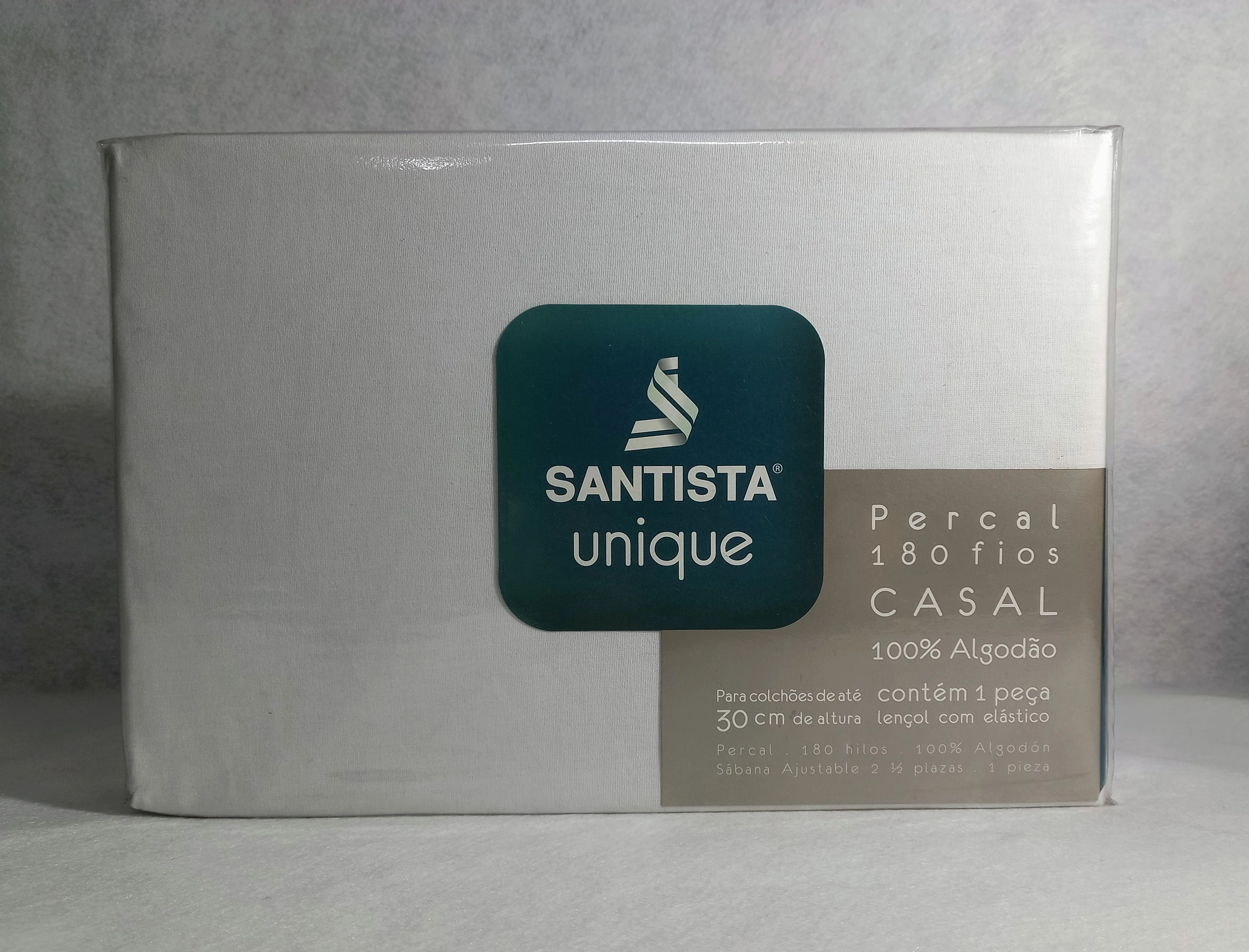 Lençol De Casal Santista Unique 180 Fios Branco