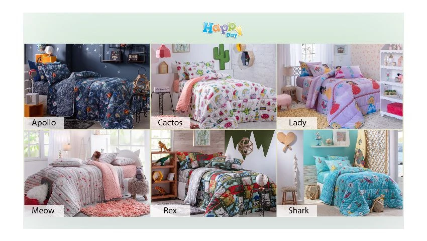 Jogo de Cama Solteiro Duplo Lady Happy Day