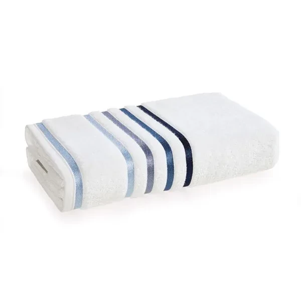 Toalha de Rosto Branca Listra Azul Lumina