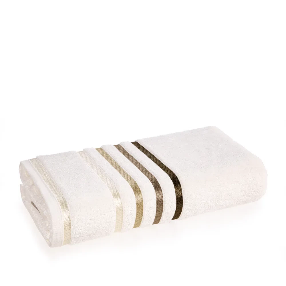 Toalha De Banho Lumina Karsten Cor Ivory Listra Bege Ref 3674968