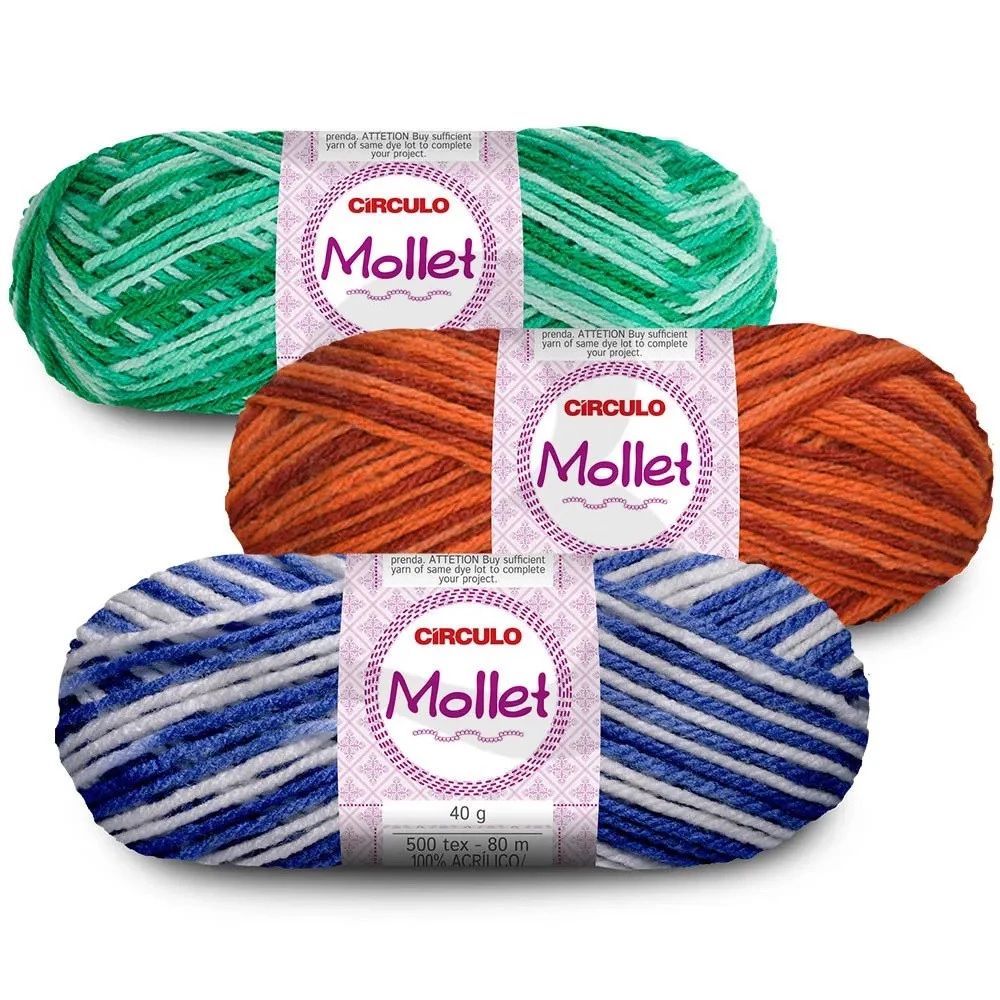 Lã Mollet 40 gramas Marca Circulo Cores Matizadas