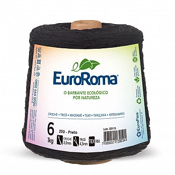 Barbante EuroRoma 4/6 1Kg - Preto 250