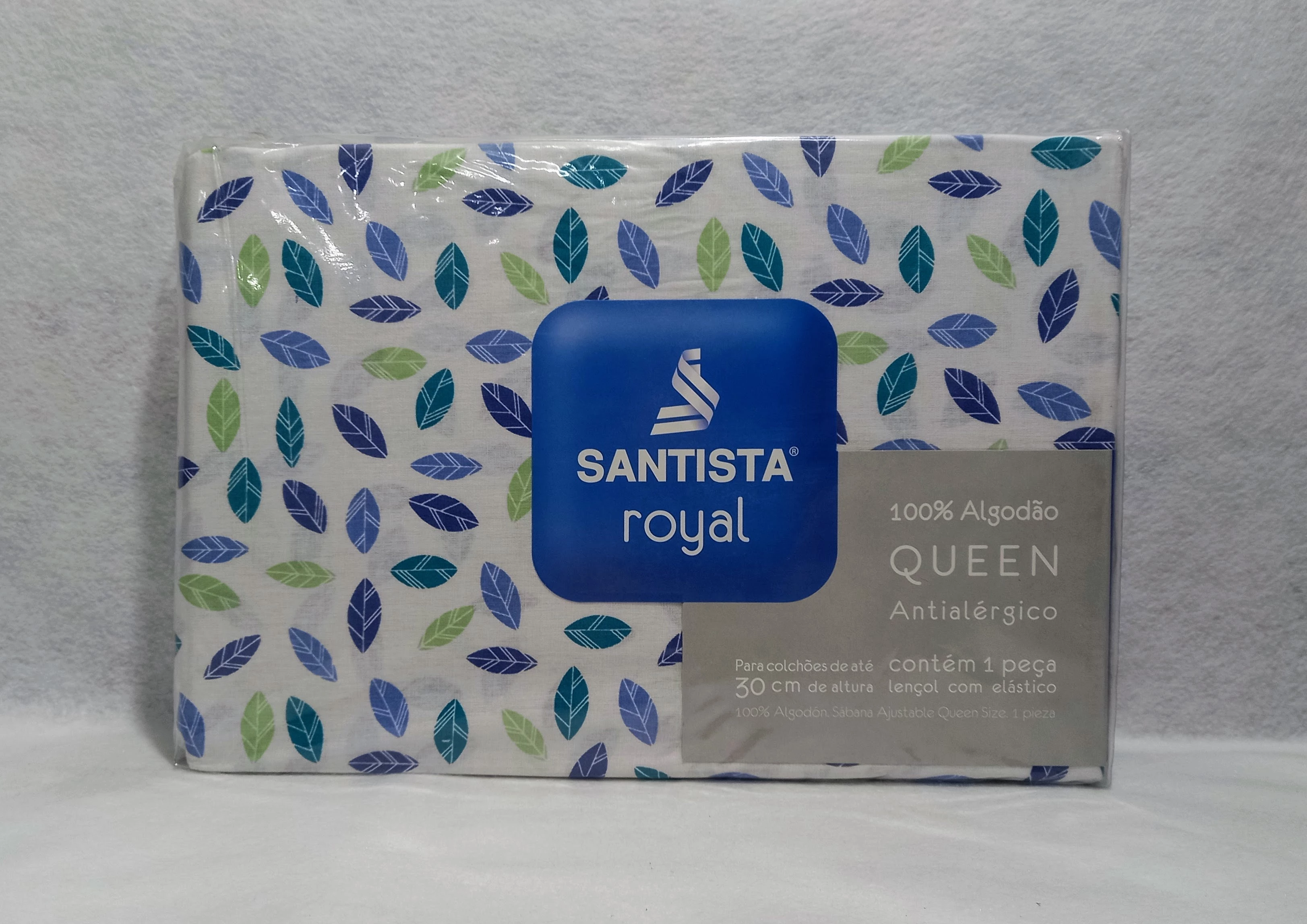 Lençol Queen Santista Royal Plus Estampado Azul