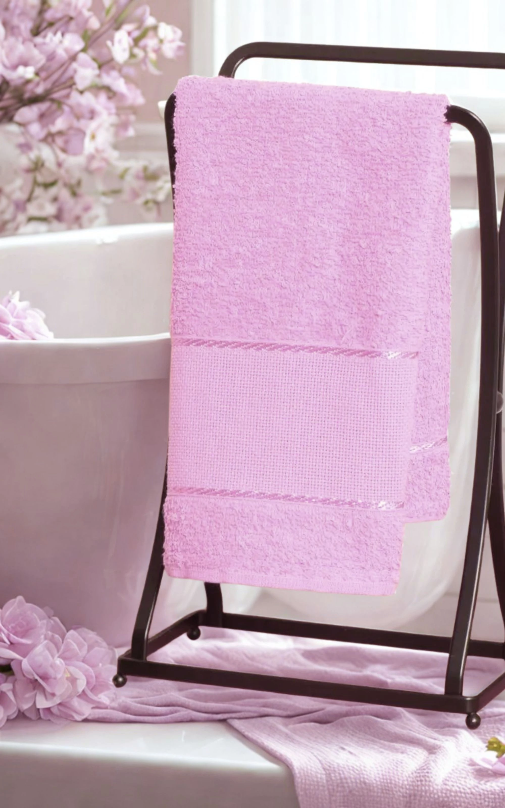 TOALHA LAVABO P/ BORDAR / ROSA BEBE