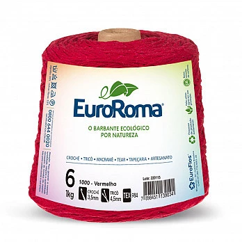 Barbante EuroRoma 4/6 1Kg - Vermelho 1000