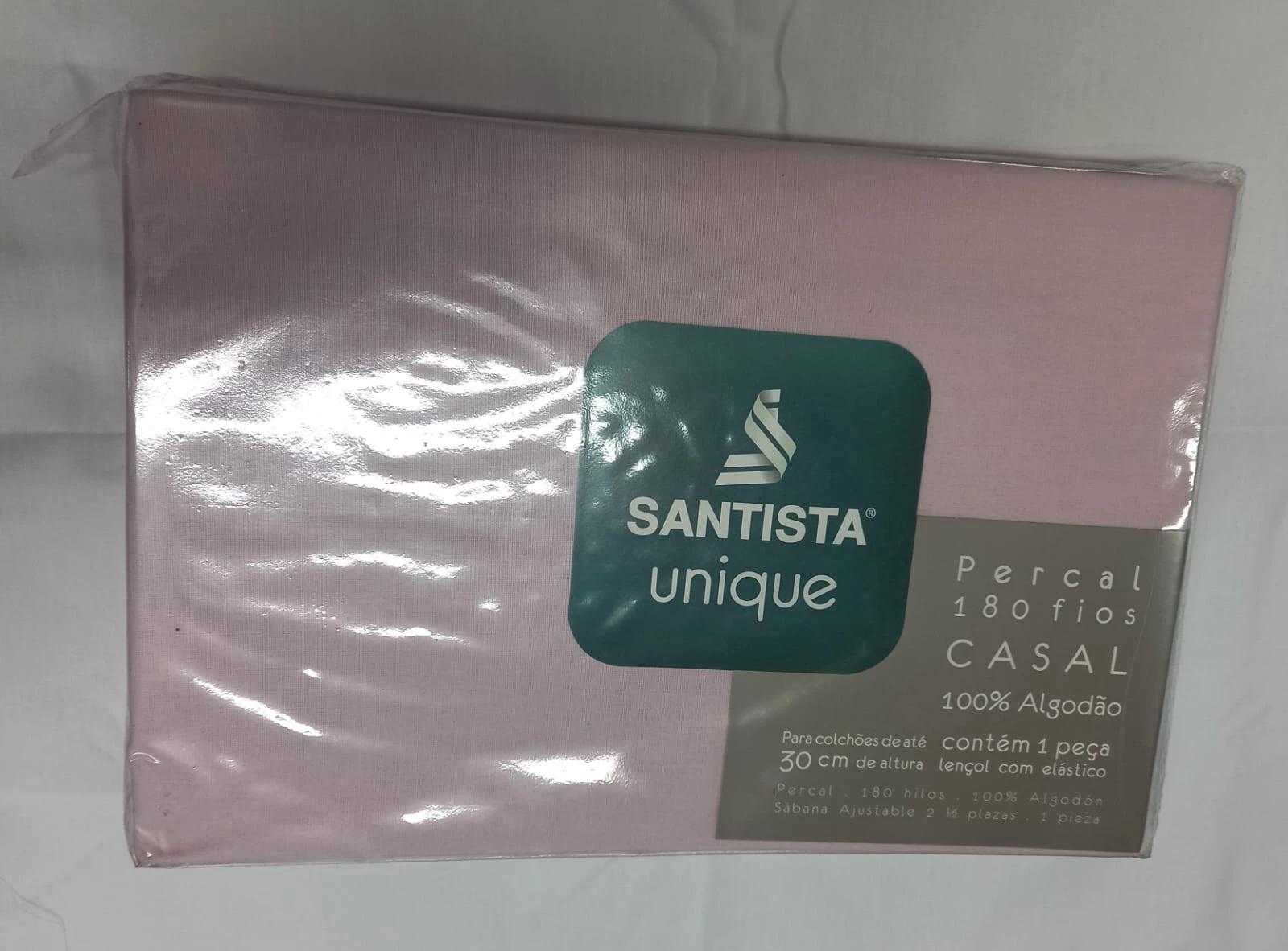 Lençol De Casal Santista Unique 180 Fios Rosa