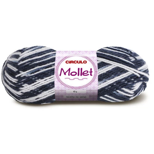 Lã Mollet 40 gramas Marca Circulo - 9016 - Zebra