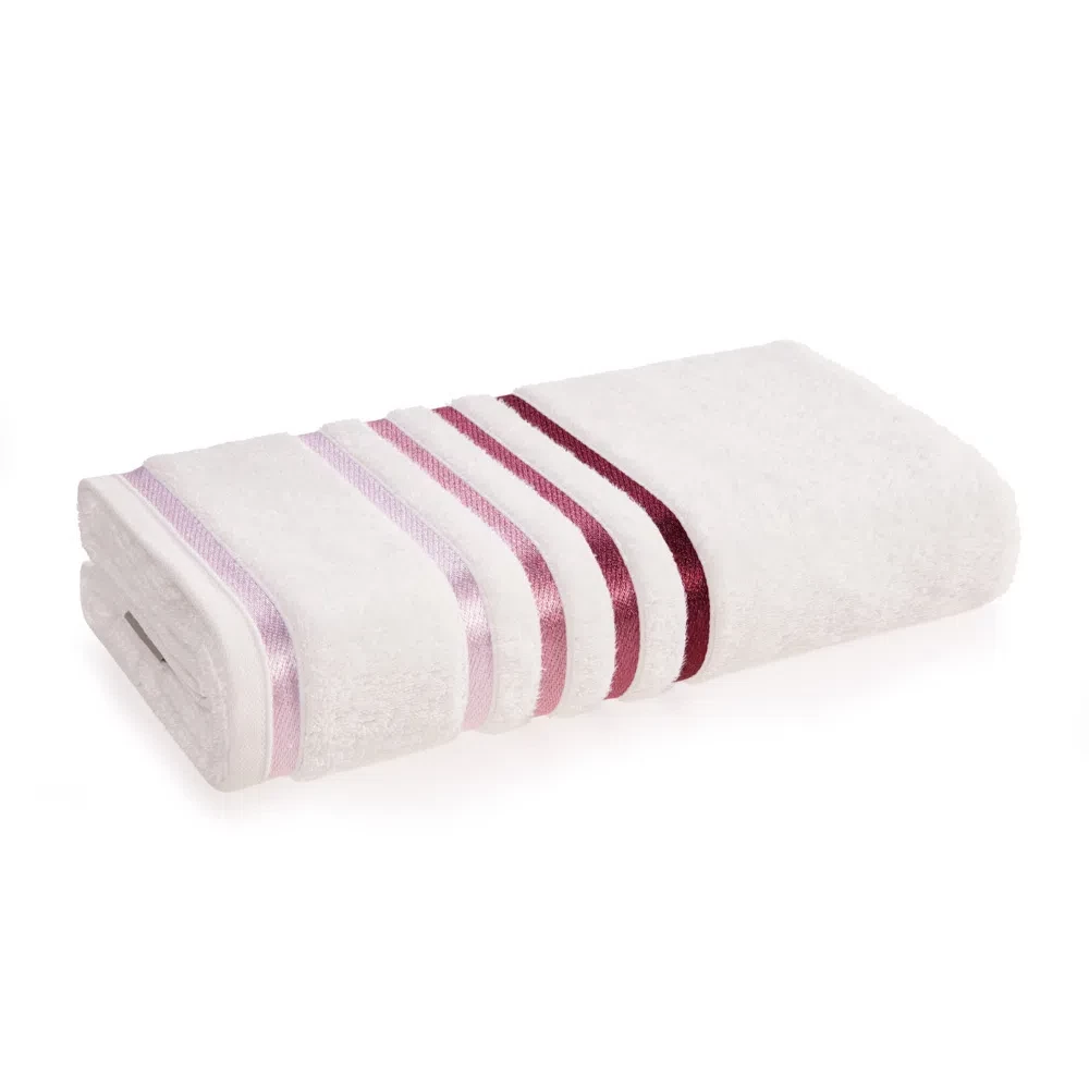 Toalha de Rosto Branca Listra Rosa cor 1 ref 3675280 Lumina