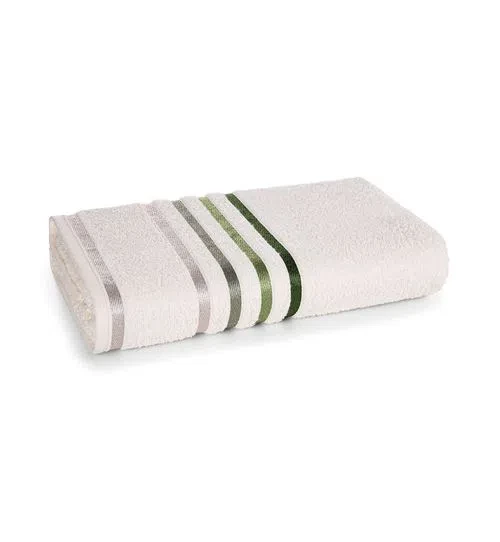 Toalha De Banho Lumina Karsten Cor Ivory Listra Verde 1112/8