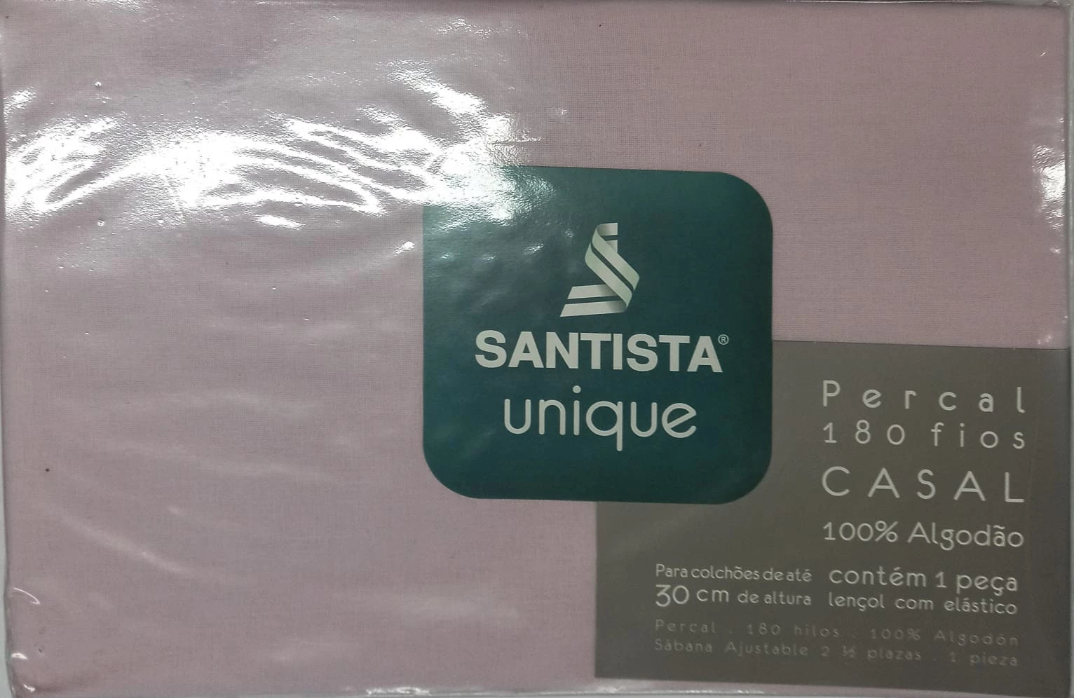 Lençol De Casal Santista Unique 180 Fios Rosa