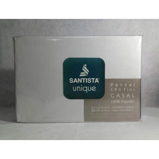 Lençol De Casal Santista Unique 180 Fios Branco