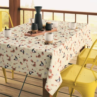 TOALHA DE MESA COLONIAL 1,40M X 2,50M GALINHAS