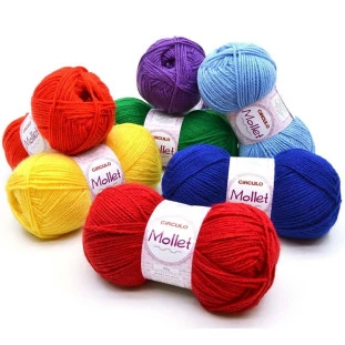 Lã Mollet 40 gramas Marca Circulo Cores lisas