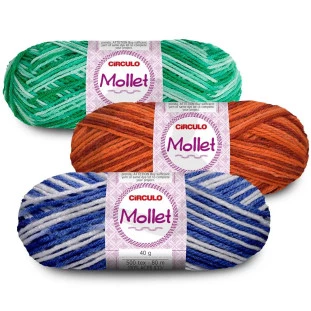 Lã Mollet 40 gramas Marca Circulo Cores Matizadas