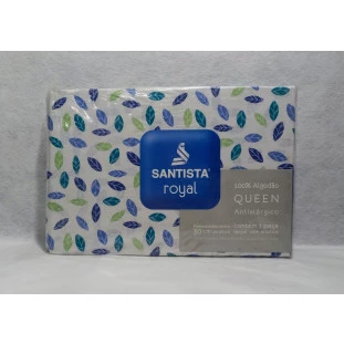 Lençol Queen Santista Royal Plus Estampado Azul